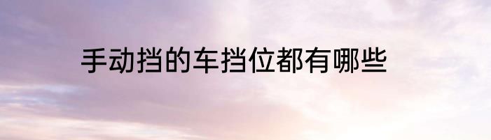 手动挡的车挡位都有哪些