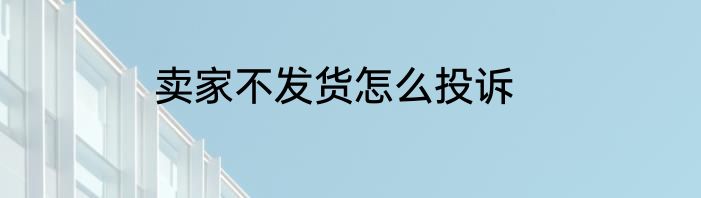 卖家不发货怎么投诉
