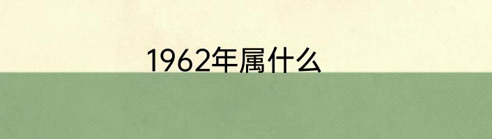 1962年属什么