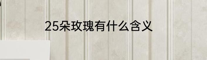 25朵玫瑰有什么含义
