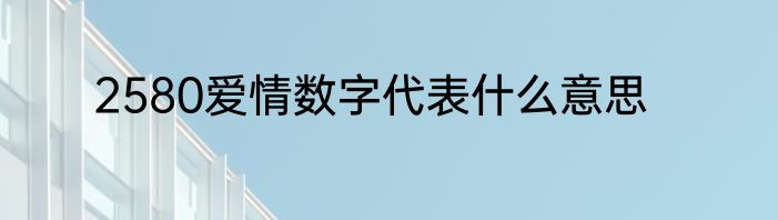2580爱情数字代表什么意思