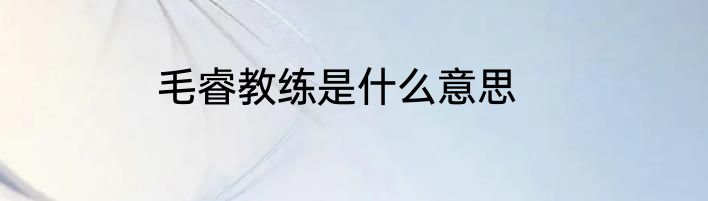 毛睿教练是什么意思