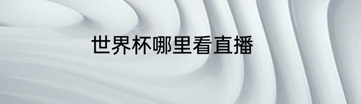世界杯哪里看直播