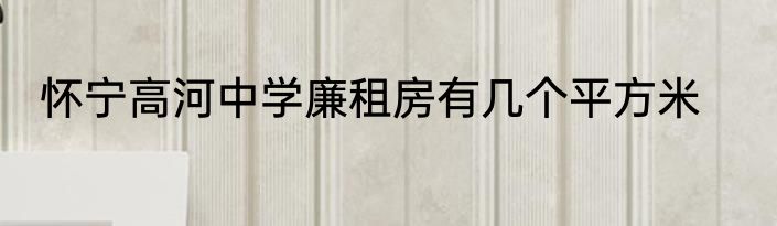 怀宁高河中学廉租房有几个平方米