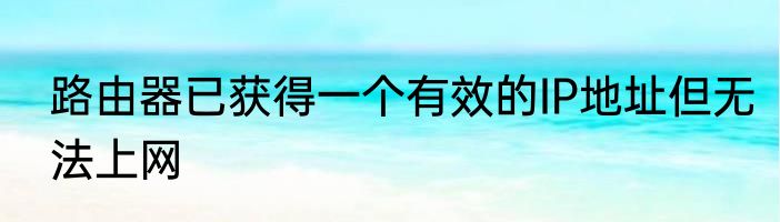 路由器已获得一个有效的IP地址但无法上网
