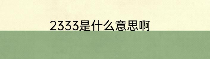 2333是什么意思啊