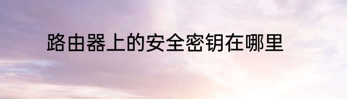 路由器上的安全密钥在哪里