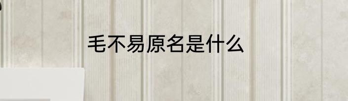 毛不易原名是什么