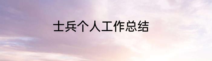 士兵个人工作总结