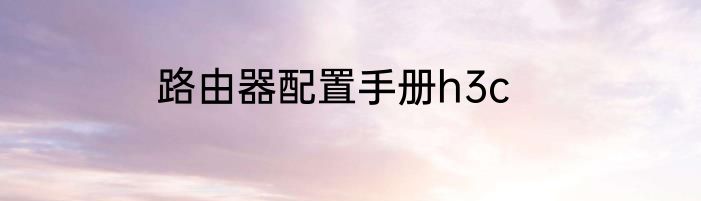路由器配置手册h3c
