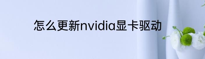怎么更新nvidia显卡驱动
