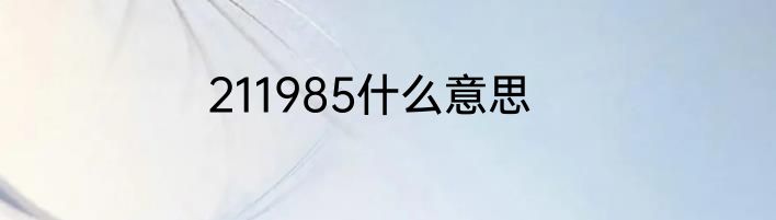 211985什么意思
