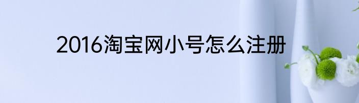 2016淘宝网小号怎么注册