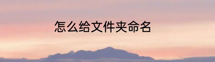 怎么给文件夹命名