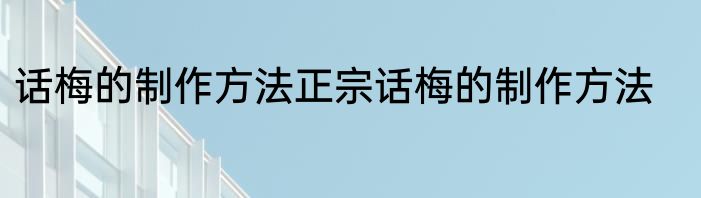 话梅的制作方法正宗话梅的制作方法