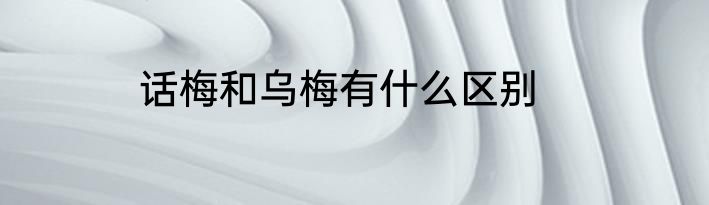 话梅和乌梅有什么区别