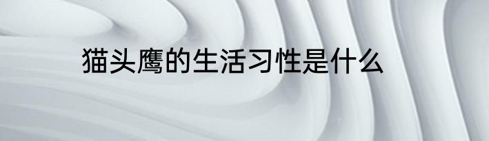 猫头鹰的生活习性是什么