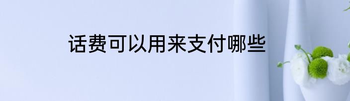 话费可以用来支付哪些