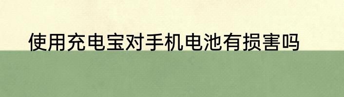 使用充电宝对手机电池有损害吗