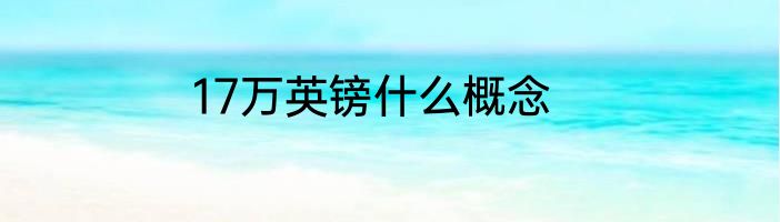 17万英镑什么概念