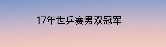 17年世乒赛男双冠军