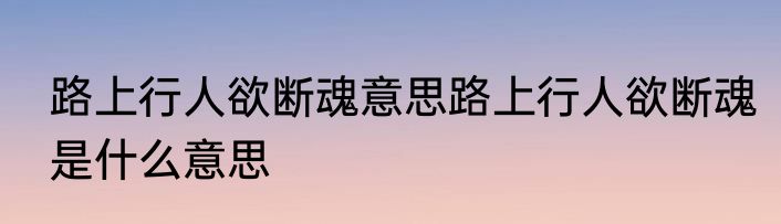 路上行人欲断魂意思路上行人欲断魂是什么意思