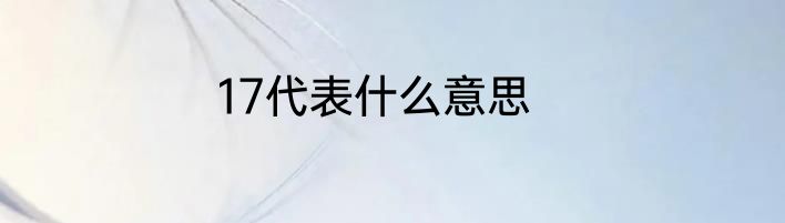 17代表什么意思