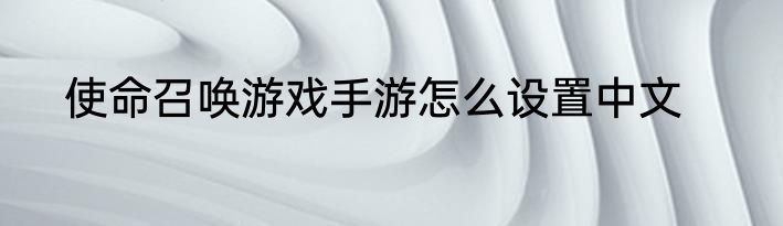 使命召唤游戏手游怎么设置中文