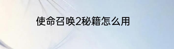 使命召唤2秘籍怎么用