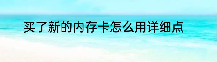 买了新的内存卡怎么用详细点