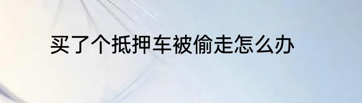 买了个抵押车被偷走怎么办