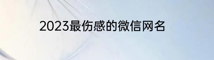 2023最伤感的微信网名