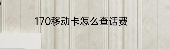 170移动卡怎么查话费
