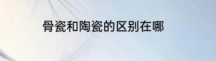 骨瓷和陶瓷的区别在哪