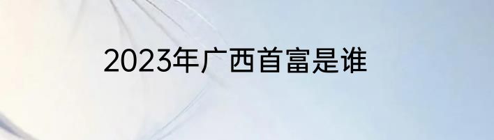 2023年广西首富是谁