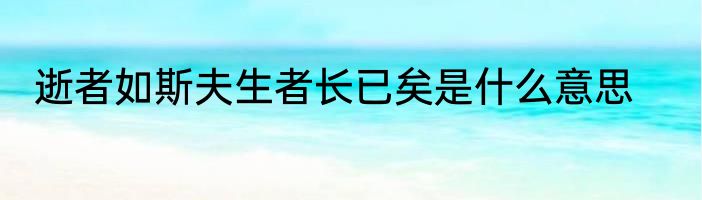 逝者如斯夫生者长已矣是什么意思