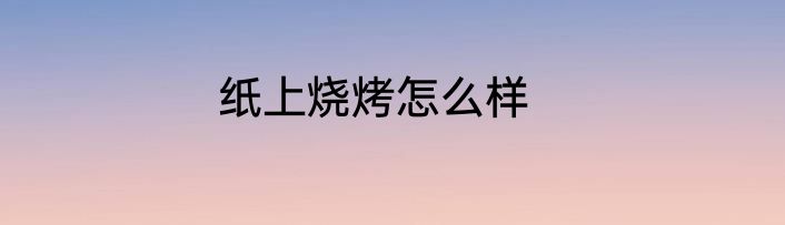 纸上烧烤怎么样