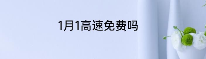 1月1高速免费吗