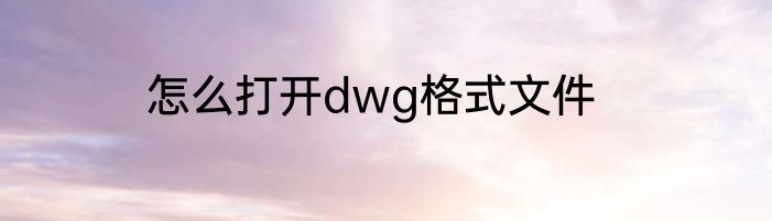 怎么打开dwg格式文件