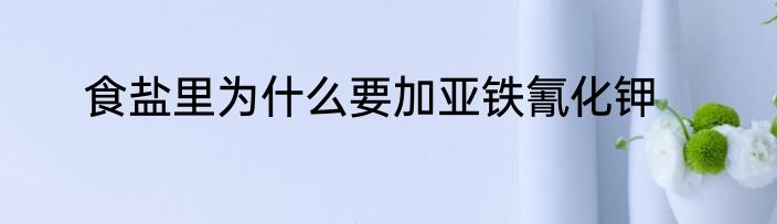 食盐里为什么要加亚铁氰化钾