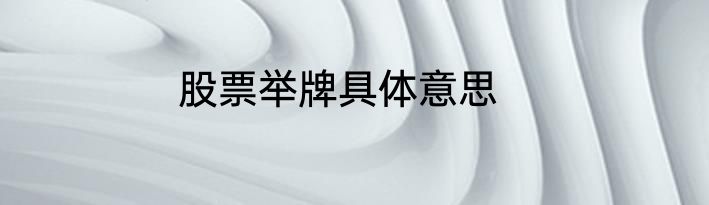 股票举牌具体意思