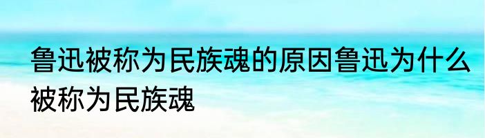 鲁迅被称为民族魂的原因鲁迅为什么被称为民族魂
