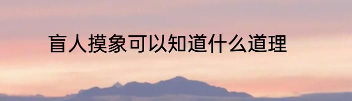 盲人摸象可以知道什么道理