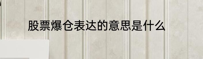 股票爆仓表达的意思是什么