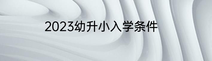 2023幼升小入学条件
