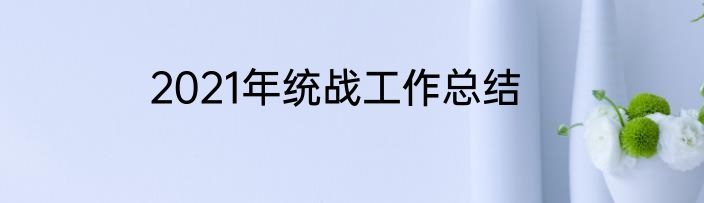 2021年统战工作总结