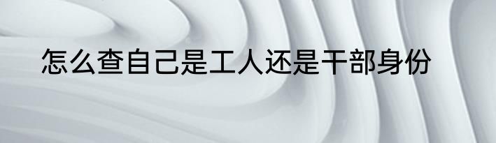 怎么查自己是工人还是干部身份