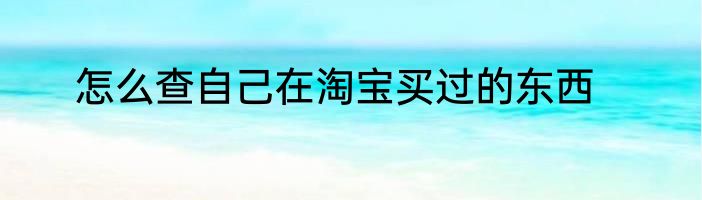 怎么查自己在淘宝买过的东西