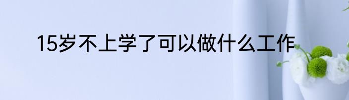 15岁不上学了可以做什么工作