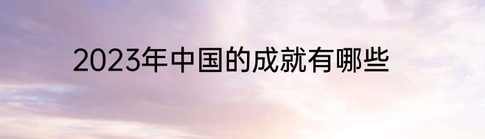 2023年中国的成就有哪些
